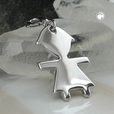 Anhänger 20x14mm Charm Mädchen glänzend rhodiniert Silber 925 Anhänger 20x14mm Charm Mädchen glänzend rhodiniert Silber 925