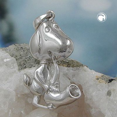 Anhänger 29x18mm Hund mit Saxophon Silber 925 Anhänger 29x18mm Hund mit Saxophon Silber 925