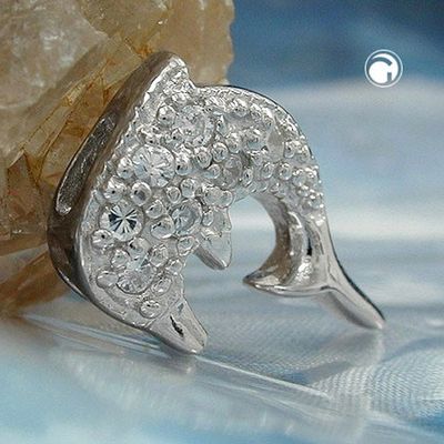Anhänger14,5x10mm Delfin Zirkonia Silber 925 Anhänger14,5x10mm Delfin Zirkonia Silber 925
