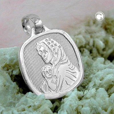 Anhänger 16x15mm Maria mit Jesuskind glänzend Silber 925 Anhänger 16x15mm Maria mit Jesuskind glänzend Silber 925