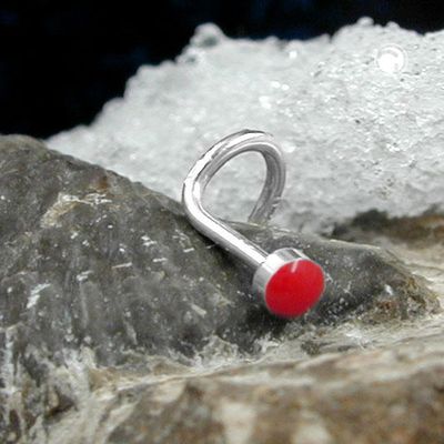 Nasenstecker 2,5mm Spirale mit Email-Punkt rot Silber 925 Nasenstecker 2,5mm Spirale mit Email-Punkt rot Silber 925