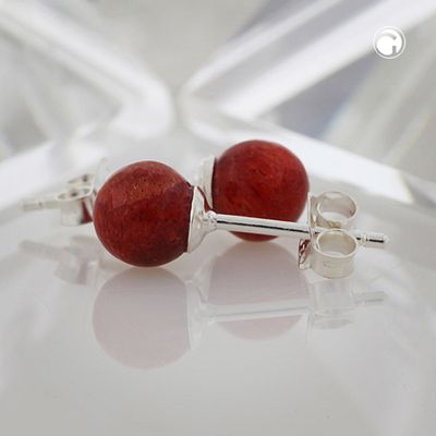 Ohrstecker Ohrring ca. 6mm Coral-Perle Silber 925 Ohrstecker Ohrring ca. 6mm Coral-Perle Silber 925