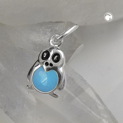 Anhänger 9x7mm Pinguin blau schwarz lackiert Silber 925 Anhänger 9x7mm Pinguin blau schwarz lackiert Silber 925