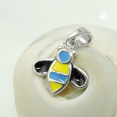 Anhänger 10x11mm Biene blau-gelb-schwarz emailliert Silber 925 Anhänger 10x11mm Biene blau-gelb-schwarz emailliert Silber 925