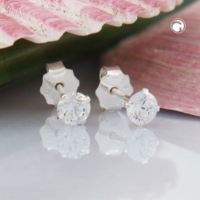 Ohrstecker Ohrring 4mm Zirkonia rund gefasst Silber 925 Ohrstecker Ohrring 4mm Zirkonia rund gefasst Silber 925