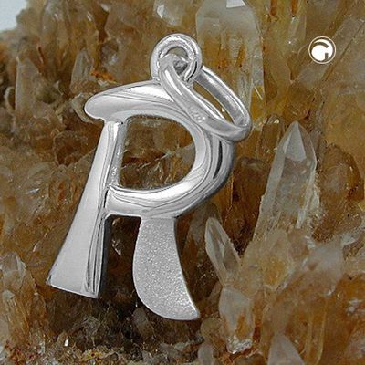 Anhänger 15x10mm Buchstabe R teilmattiert glänzend Silber 925 Anhänger 15x10mm Buchstabe R teilmattiert glänzend Silber 925