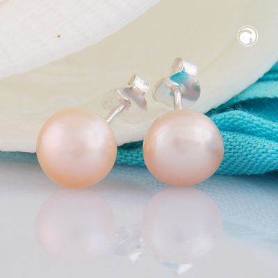 Ohrstecker Ohrring ca. 8x6mm Süßwasserzuchtperle roséfarben unrund Silber 925 Ohrstecker Ohrring ca. 8x6mm Süßwasserzuchtperle roséfarben unrund Silber 925