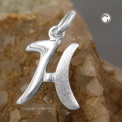 Anhänger 15x11mm Buchstabe H teilmattiert glänzend Silber 925 Anhänger 15x11mm Buchstabe H teilmattiert glänzend Silber 925