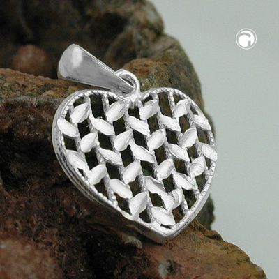 Anhänger 15x15mm Herz glänzend diamantiert Silber 925 Anhänger 15x15mm Herz glänzend diamantiert Silber 925