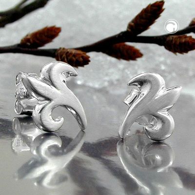 Ohrstecker Ohrring 9x8mm kleine Blüte mattiert Silber 925 Ohrstecker Ohrring 9x8mm kleine Blüte mattiert Silber 925