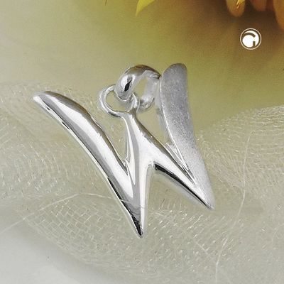 Anhänger 15x14mm Buchstabe W teilmattiert glänzend Silber 925 Anhänger 15x14mm Buchstabe W teilmattiert glänzend Silber 925