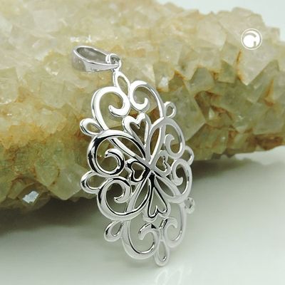 Anhänger 27x19mm filigrane Blume glänzend rhodiniert Silber 925 Anhänger 27x19mm filigrane Blume glänzend rhodiniert Silber 925