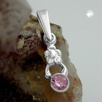 Anhänger 12x4,5mm Blume Zirkonia pink Silber 925 Anhänger 12x4,5mm Blume Zirkonia pink Silber 925