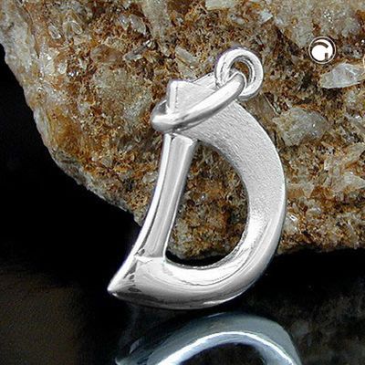 Anhänger 15x9mm Buchstabe D teilmattiert glänzend Silber 925 Anhänger 15x9mm Buchstabe D teilmattiert glänzend Silber 925