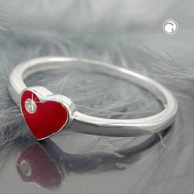 Ring Kinderring mit rotem Herz und weißen Zirkonia Silber 925 Ringgröße 48 Ring Kinderring mit rotem Herz und weißen Zirkonia Silber 925 Ringgröße 48