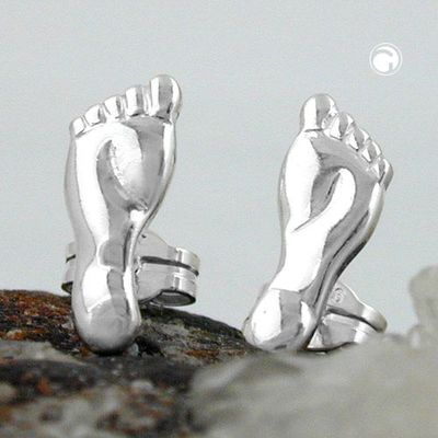 Ohrstecker Ohrring 12x4,5mm Füße glänzend Silber 925 Ohrstecker Ohrring 12x4,5mm Füße glänzend Silber 925