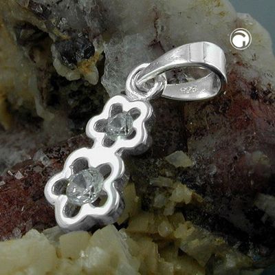 Anhänger 12x5mm 2 Blüten mit Zirkonia Silber 925 Anhänger 12x5mm 2 Blüten mit Zirkonia Silber 925