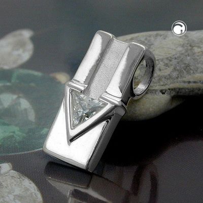 Anhänger 17x9mm Viereck mit Zirkonia matt-glänzend Silber 925 Anhänger 17x9mm Viereck mit Zirkonia matt-glänzend Silber 925