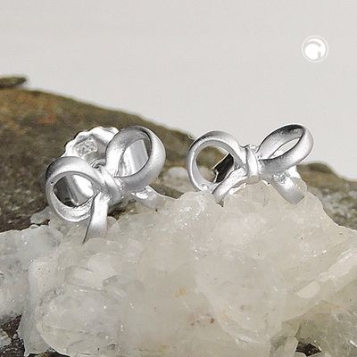 Ohrstecker Ohrring 8x6mm Schleife mattiert rhodiniert Silber 925 Ohrstecker Ohrring 8x6mm Schleife mattiert rhodiniert Silber 925