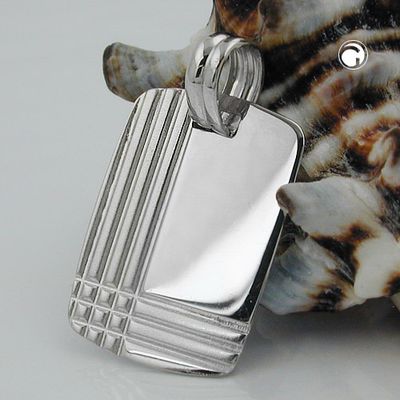 Anhänger 24x17mm Gravurplatte mit geprägtem Muster glänzend Silber 925 Anhänger 24x17mm Gravurplatte mit geprägtem Muster glänzend Silber 925