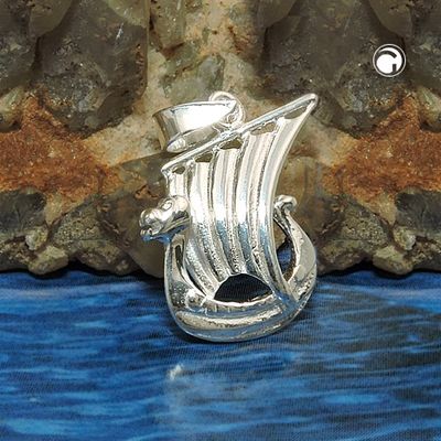 Anhänger 17x11mm kleines Wikingerschiff glänzend Silber 925 Anhänger 17x11mm kleines Wikingerschiff glänzend Silber 925