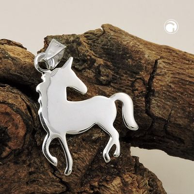 Anhänger 16x14mm Einhorn flach glänzend Silber 925 Anhänger 16x14mm Einhorn flach glänzend Silber 925