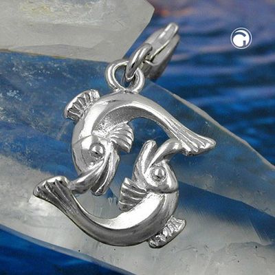 Anhänger 14x14mm Charm Fische glänzend rhodiniert Silber 925 Anhänger 14x14mm Charm Fische glänzend rhodiniert Silber 925