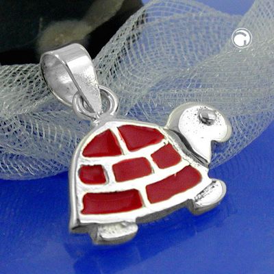 Anhänger 11x13mm Schildkröte rot emailliert Silber 925 Anhänger 11x13mm Schildkröte rot emailliert Silber 925