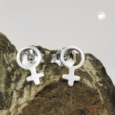 Ohrstecker Ohrring 9x5mm Symbol Weiblichkeit glänzend Silber 925 Ohrstecker Ohrring 9x5mm Symbol Weiblichkeit glänzend Silber 925