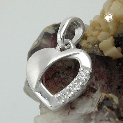 Anhänger 9x9mm Herz mit 3 Zirkonias matt-glänzend Silber 925 Anhänger 9x9mm Herz mit 3 Zirkonias matt-glänzend Silber 925