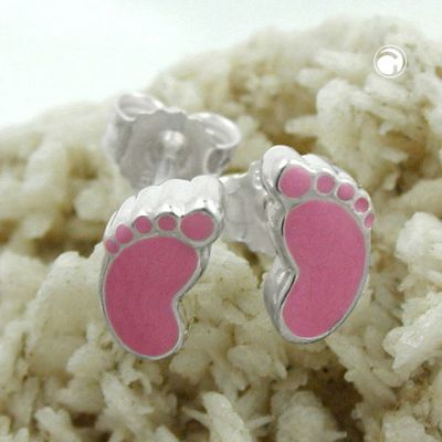 Ohrstecker Ohrring 7x4mm Kinderohrring Fuß rosa lackiert Silber 925 Ohrstecker Ohrring 7x4mm Kinderohrring Fuß rosa lackiert Silber 925