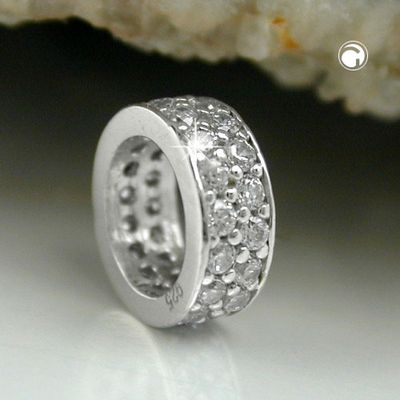 Anhänger 9x3mm Taufring Zirkonias rhodiniert Silber 925 Anhänger 9x3mm Taufring Zirkonias rhodiniert Silber 925