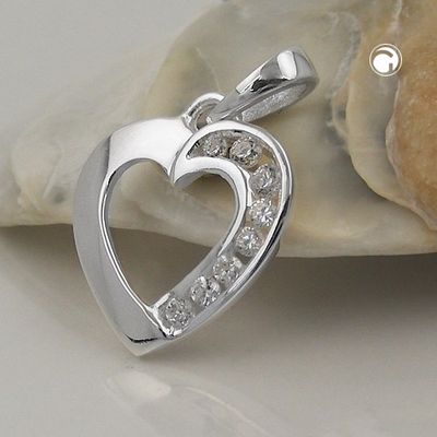 Anhänger 14x14mm Herz mit Zirkonias glänzend Silber 925 Anhänger 14x14mm Herz mit Zirkonias glänzend Silber 925