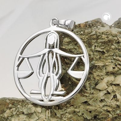 Anhänger 21mm Sternzeichen Waage glänzend rhodiniert Silber 925 Anhänger 21mm Sternzeichen Waage glänzend rhodiniert Silber 925