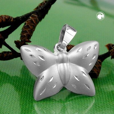 Anhänger 11x16mm Schmetterling matt-glänzend diamantiert Silber 925 Anhänger 11x16mm Schmetterling matt-glänzend diamantiert Silber 925