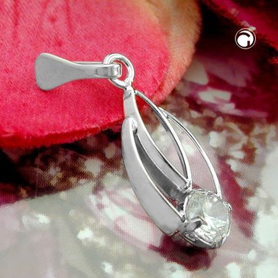 Anhänger 17x8mm Zirkonia weiß glänzend Silber 925 Anhänger 17x8mm Zirkonia weiß glänzend Silber 925