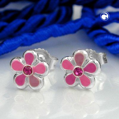 Ohrstecker Ohrring 6,5mm Kinderohrring Blume pink-lackiert Silber 925 Ohrstecker Ohrring 6,5mm Kinderohrring Blume pink-lackiert Silber 925
