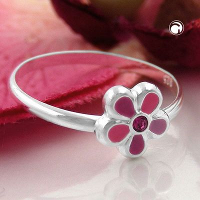 Ring Kinderring mit Blume pink Silber 925 Ringgröße 46 Ring Kinderring mit Blume pink Silber 925 Ringgröße 46