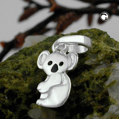 Anhänger Koalabär 13x7mm schwarz lackiert Silber 925 Anhänger Koalabär 13x7mm schwarz lackiert Silber 925