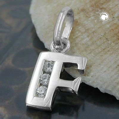Anhänger 8x7mm Buchstabe F glänzend mit Zirkonia Silber 925 Anhänger 8x7mm Buchstabe F glänzend mit Zirkonia Silber 925