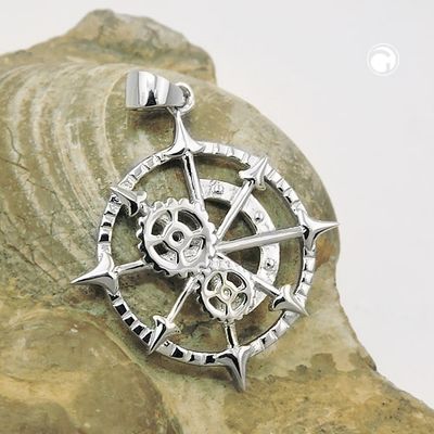 Anhänger 22mm nautisches Messgerät Silber glänzend rhodiniert 925 Anhänger 22mm nautisches Messgerät Silber glänzend rhodiniert 925
