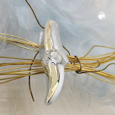 Anhänger 20x6mm bicolor vergoldet mit Zirkonia Silber 925 Anhänger 20x6mm bicolor vergoldet mit Zirkonia Silber 925