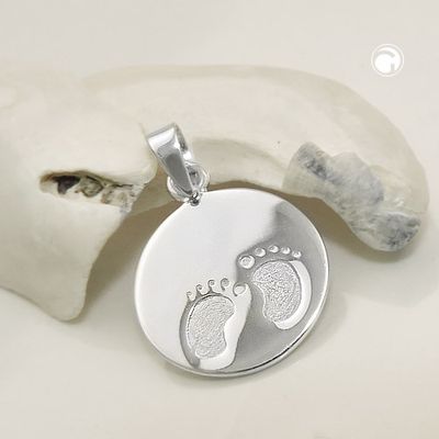 Anhänger 13mm kleine Füße glänzend Silber 925 Anhänger 13mm kleine Füße glänzend Silber 925