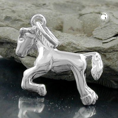 Anhänger 15x13mm Pferd glänzend Silber 925 Anhänger 15x13mm Pferd glänzend Silber 925