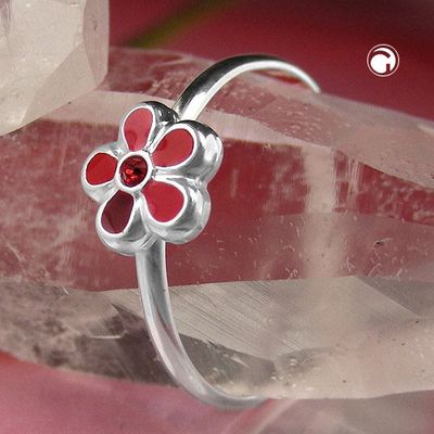 Ring Kinderring mit Blume rot Silber 925 Ringgröße 44 Ring Kinderring mit Blume rot Silber 925 Ringgröße 44