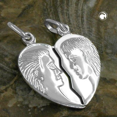 Anhänger 22x20mm Doppelanhänger Herz Mann Frau Silber 925 Anhänger 22x20mm Doppelanhänger Herz Mann Frau Silber 925