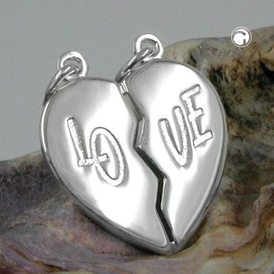 Anhänger 20x20mm Doppelanhänger Herz LO-VE Silber 925 Anhänger 20x20mm Doppelanhänger Herz LO-VE Silber 925