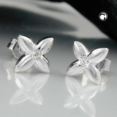 Ohrstecker Ohrring 6,5x6,5mm kleine Blüte Zirkonia weiß Silber 925 Ohrstecker Ohrring 6,5x6,5mm kleine Blüte Zirkonia weiß Silber 925