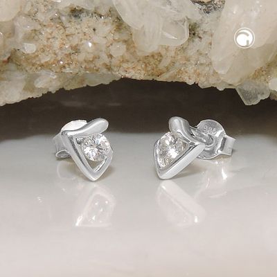 Ohrstecker Ohrring 7x5mm dreieckig glänzend mit Zirkonia Silber 925 Ohrstecker Ohrring 7x5mm dreieckig glänzend mit Zirkonia Silber 925
