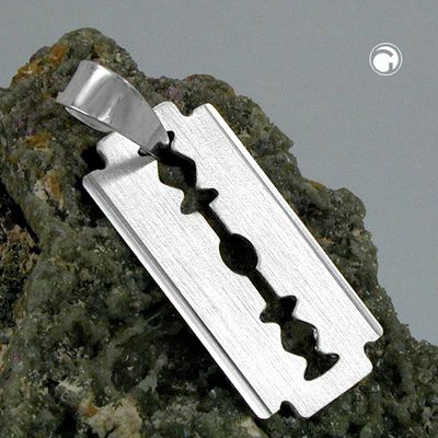 Anhänger 30x15mm Rasierklinge matt-glänzend Silber 925 Anhänger 30x15mm Rasierklinge matt-glänzend Silber 925